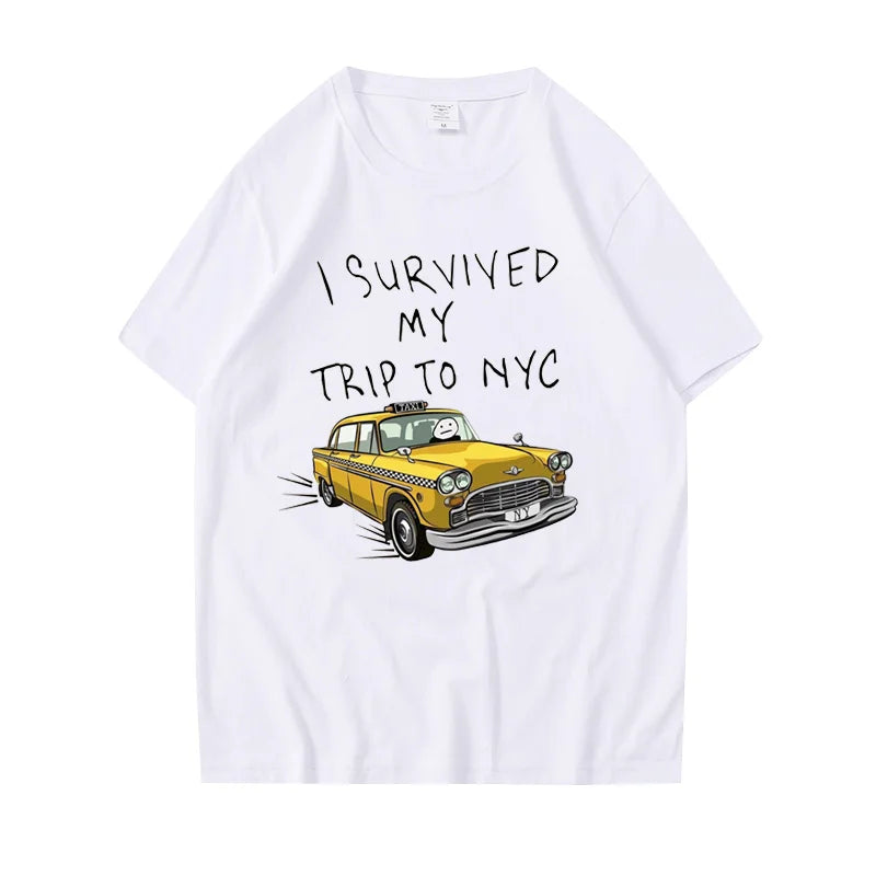 Funny Tshirt Men Women I Survived My Trip to NYC Print Tops Casual Streetwear Unisex Fashion T Shirt Tom Holland Same Style Tees