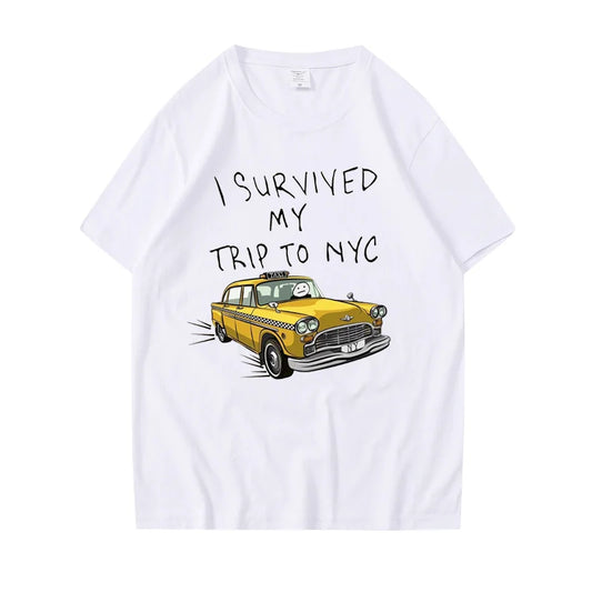 Funny Tshirt Men Women I Survived My Trip to NYC Print Tops Casual Streetwear Unisex Fashion T Shirt Tom Holland Same Style Tees